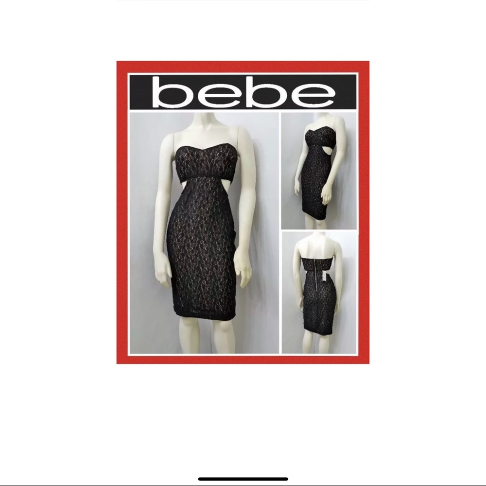 bebe NATASHA LACE CUT OUT DRESS SEXY COLOR BLACK SIZE S $79